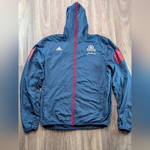 Adidas 2020 Boston Marathon Hooded Zip Navy Blue Jacket Men's Sz M John Hancock